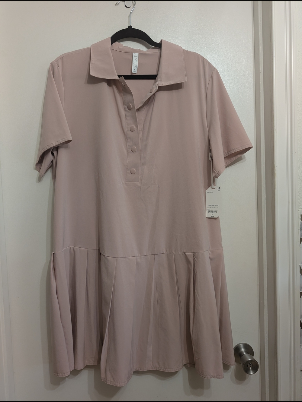 Stylus Short-Sleeve Polo Mini Dress in Dusty Rose